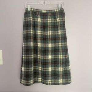 Vintage 1980s Pendleton Plaid Midi Skirt 100% Wool size 10 Lined Dark Academia